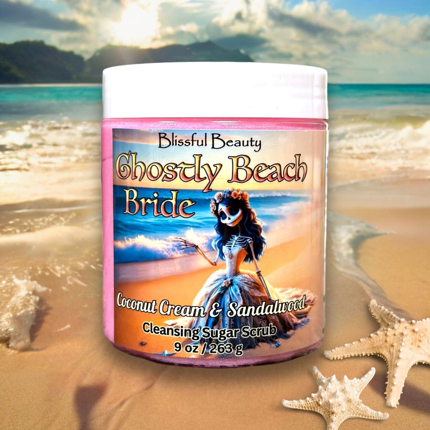 Ghostly Beach Bride | Coconut Cream & Sandalwood | Cleansing Sugar Scrub - Blissful Beauty Candle Co